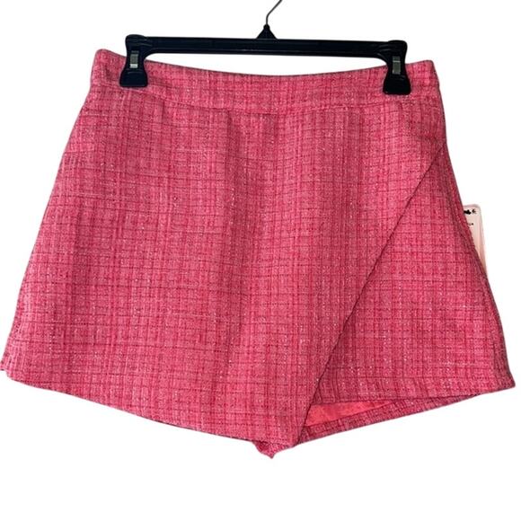 AQUA Ladies Hot Pink Tweed Mini Skirt Skort, Size Small, NWT! - Picture 2 of 4